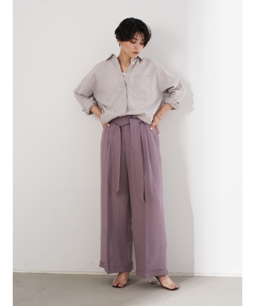 Editt by YECCA VECCA（エディットバイイェッカヴェッカ）の「2wayフレンチリネンシャツ　＊（シャツ/ブラウス・レディース・アイボリー/ライトグレー/イエロー/カーキ・FREE）」の9枚目の写真