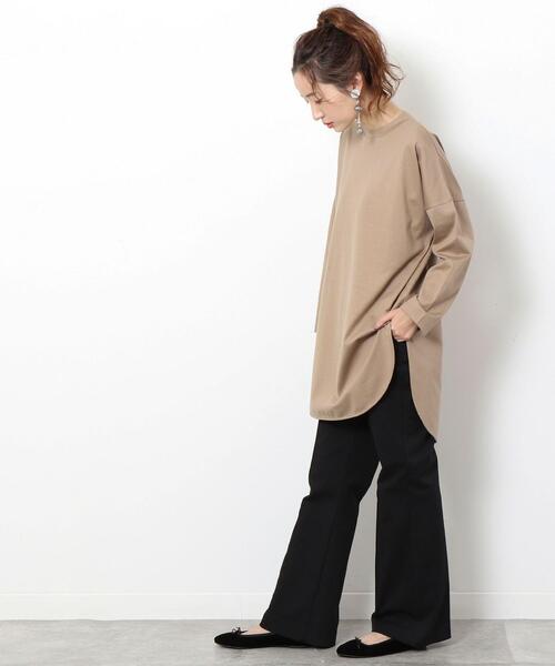 coen（コーエン）の「【WEB限定復刻】シャツテール裾ラウンドチュニックカットソー#（Tシャツ/カットソー・レディース・オフホワイト/オリーブ/ブラック/ベージュ・FREE）」の21枚目の写真