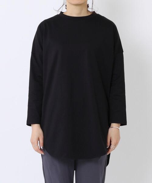 coen（コーエン）の「【WEB限定復刻】シャツテール裾ラウンドチュニックカットソー#（Tシャツ/カットソー・レディース・オフホワイト/オリーブ/ブラック/ベージュ・FREE）」の17枚目の写真