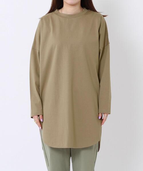 coen（コーエン）の「【WEB限定復刻】シャツテール裾ラウンドチュニックカットソー#（Tシャツ/カットソー・レディース・オフホワイト/オリーブ/ブラック/ベージュ・FREE）」の18枚目の写真