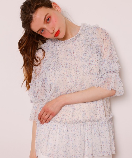 Seemi. byNICECLAUP（ シーミーバイナイスクラップ）の「フリルチュニック（チュニック・レディース・オフホワイト/ベージュ/ブルー系その他・FREE）」の7枚目の写真