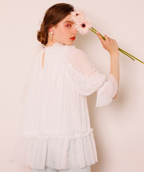 Seemi. byNICECLAUP（ シーミーバイナイスクラップ）の「フリルチュニック（チュニック・レディース・オフホワイト/ベージュ/ブルー系その他・FREE）」の12枚目の写真