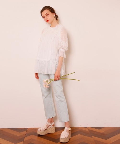 Seemi. byNICECLAUP（ シーミーバイナイスクラップ）の「フリルチュニック（チュニック・レディース・オフホワイト/ベージュ/ブルー系その他・FREE）」の9枚目の写真