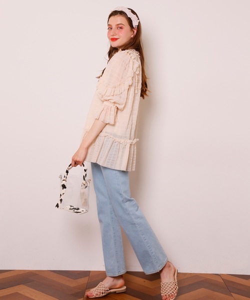 Seemi. byNICECLAUP（ シーミーバイナイスクラップ）の「フリルチュニック（チュニック・レディース・オフホワイト/ベージュ/ブルー系その他・FREE）」の16枚目の写真