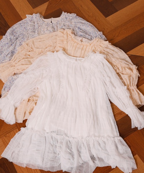 Seemi. byNICECLAUP（ シーミーバイナイスクラップ）の「フリルチュニック（チュニック・レディース・オフホワイト/ベージュ/ブルー系その他・FREE）」の18枚目の写真