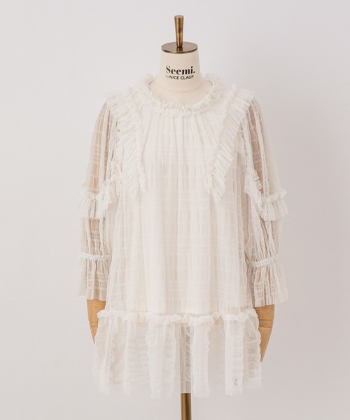 Seemi. byNICECLAUP（ シーミーバイナイスクラップ）の「フリルチュニック（チュニック・レディース・オフホワイト/ベージュ/ブルー系その他・FREE）」の20枚目の写真