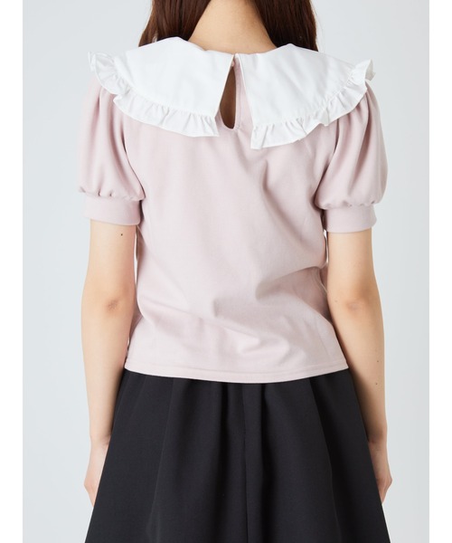 Ank トップスrouge アンクルージュ のファッション ビジューリボンパフtops Tシャツ カットソー Ank