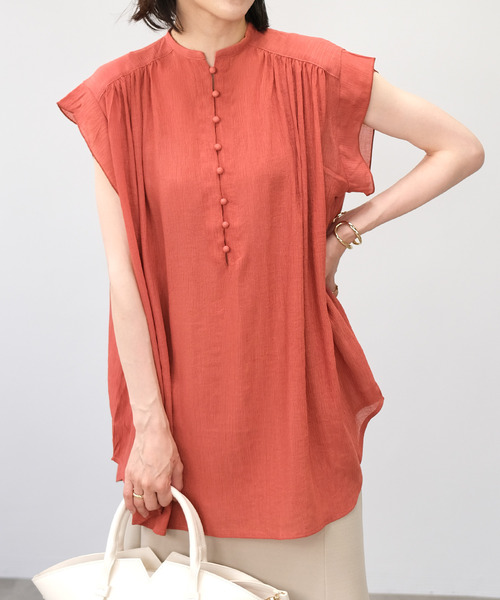 ＡＮＤＪ（アンドジェイ）の「楊柳シフォンフレンチスリーブブラウス（シャツ/ブラウス・レディース・マスタード/ブラック/ホワイト/テラコッタ・M）」の3枚目の写真