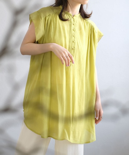 ＡＮＤＪ（アンドジェイ）の「楊柳シフォンフレンチスリーブブラウス（シャツ/ブラウス・レディース・マスタード/ブラック/ホワイト/テラコッタ・M）」の4枚目の写真