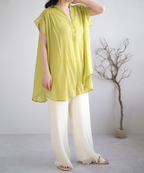 ＡＮＤＪ（アンドジェイ）の「楊柳シフォンフレンチスリーブブラウス（シャツ/ブラウス・レディース・マスタード/ブラック/ホワイト/テラコッタ・M）」の17枚目の写真