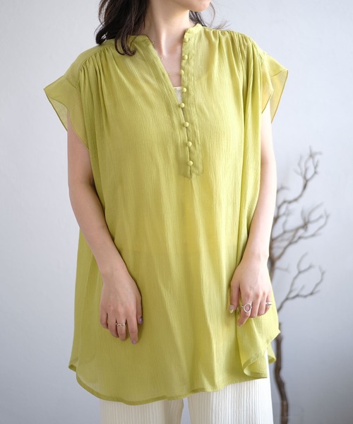 ＡＮＤＪ（アンドジェイ）の「楊柳シフォンフレンチスリーブブラウス（シャツ/ブラウス・レディース・マスタード/ブラック/ホワイト/テラコッタ・M）」の18枚目の写真