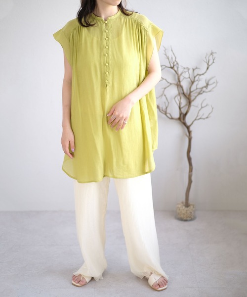 ＡＮＤＪ（アンドジェイ）の「楊柳シフォンフレンチスリーブブラウス（シャツ/ブラウス・レディース・マスタード/ブラック/ホワイト/テラコッタ・M）」の20枚目の写真