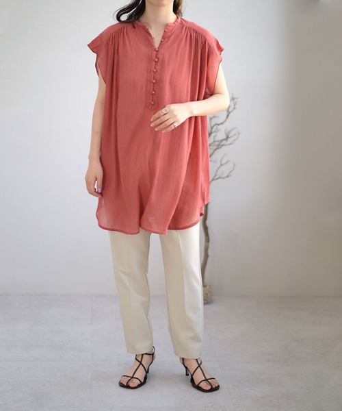 ＡＮＤＪ（アンドジェイ）の「楊柳シフォンフレンチスリーブブラウス（シャツ/ブラウス・レディース・マスタード/ブラック/ホワイト/テラコッタ・M）」の22枚目の写真