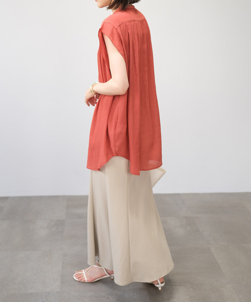 ＡＮＤＪ（アンドジェイ）の「楊柳シフォンフレンチスリーブブラウス（シャツ/ブラウス・レディース・マスタード/ブラック/ホワイト/テラコッタ・M）」の5枚目の写真