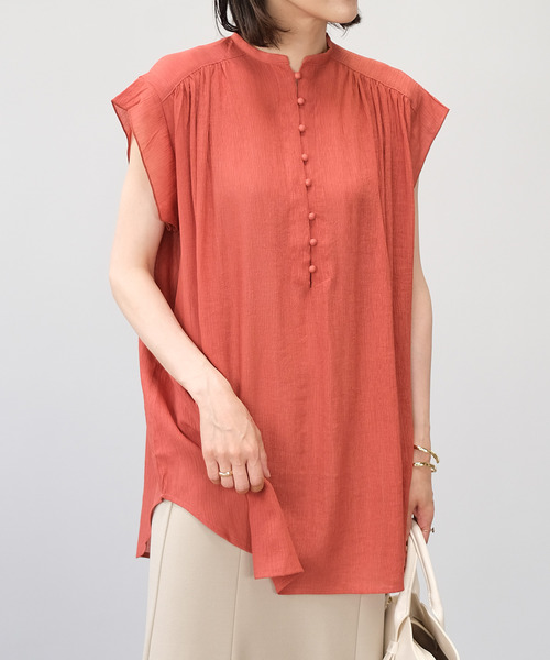 ＡＮＤＪ（アンドジェイ）の「楊柳シフォンフレンチスリーブブラウス（シャツ/ブラウス・レディース・マスタード/ブラック/ホワイト/テラコッタ・M）」の10枚目の写真