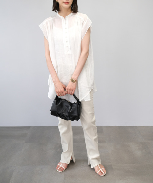 ＡＮＤＪ（アンドジェイ）の「楊柳シフォンフレンチスリーブブラウス（シャツ/ブラウス・レディース・マスタード/ブラック/ホワイト/テラコッタ・M）」の12枚目の写真