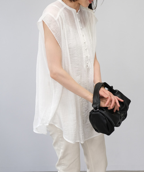 ＡＮＤＪ（アンドジェイ）の「楊柳シフォンフレンチスリーブブラウス（シャツ/ブラウス・レディース・マスタード/ブラック/ホワイト/テラコッタ・M）」の16枚目の写真