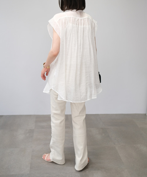 ＡＮＤＪ（アンドジェイ）の「楊柳シフォンフレンチスリーブブラウス（シャツ/ブラウス・レディース・マスタード/ブラック/ホワイト/テラコッタ・M）」の15枚目の写真