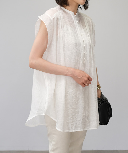 ＡＮＤＪ（アンドジェイ）の「楊柳シフォンフレンチスリーブブラウス（シャツ/ブラウス・レディース・マスタード/ブラック/ホワイト/テラコッタ・M）」の13枚目の写真