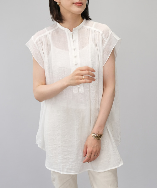 ＡＮＤＪ（アンドジェイ）の「楊柳シフォンフレンチスリーブブラウス（シャツ/ブラウス・レディース・マスタード/ブラック/ホワイト/テラコッタ・M）」の14枚目の写真