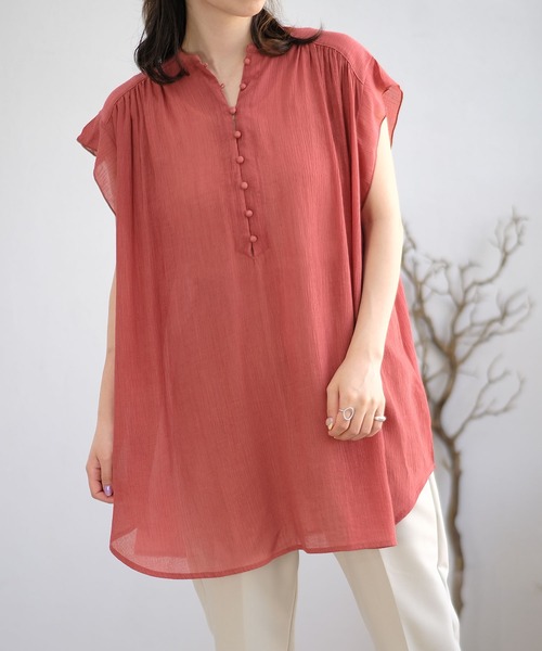 ＡＮＤＪ（アンドジェイ）の「楊柳シフォンフレンチスリーブブラウス（シャツ/ブラウス・レディース・マスタード/ブラック/ホワイト/テラコッタ・M）」の11枚目の写真