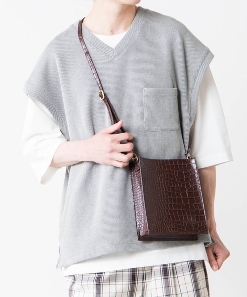 WEGO(ウィゴー)の「WEGO/【2点セット】アンサンブルニットライクVネックベスト(アンサンブル・メンズ・グレー/ベージュ/ブルー/ブラック/ワイン/ブルー系その他・MEDIUM/LARGE)」の3枚目の写真