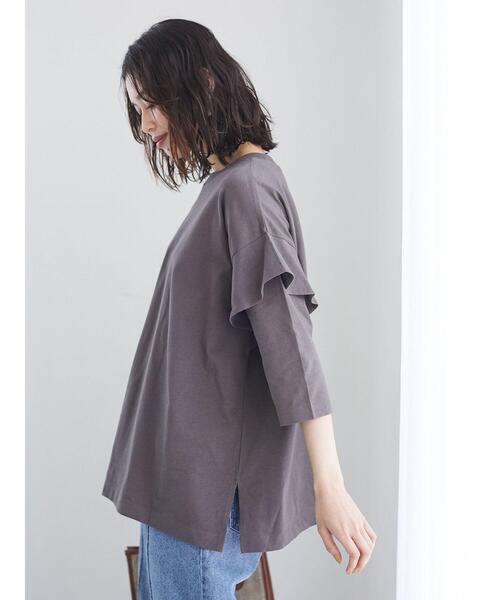 Sugar spoon(シュガースプーン)の「・SUGAR SPOON フリルスリーブプルオーバー*(Tシャツ/カットソー・レディース・チャコールグレー/ブラック/ブラウン/オフホワイト・FREE)」の15枚目の写真