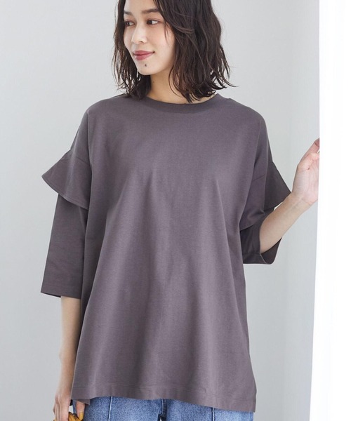 Sugar spoon(シュガースプーン)の「・SUGAR SPOON フリルスリーブプルオーバー*(Tシャツ/カットソー・レディース・チャコールグレー/ブラック/ブラウン/オフホワイト・FREE)」の3枚目の写真