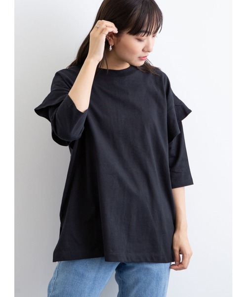 Sugar spoon(シュガースプーン)の「・SUGAR SPOON フリルスリーブプルオーバー*(Tシャツ/カットソー・レディース・チャコールグレー/ブラック/ブラウン/オフホワイト・FREE)」の2枚目の写真