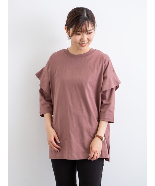 Sugar spoon(シュガースプーン)の「・SUGAR SPOON フリルスリーブプルオーバー*(Tシャツ/カットソー・レディース・チャコールグレー/ブラック/ブラウン/オフホワイト・FREE)」の5枚目の写真