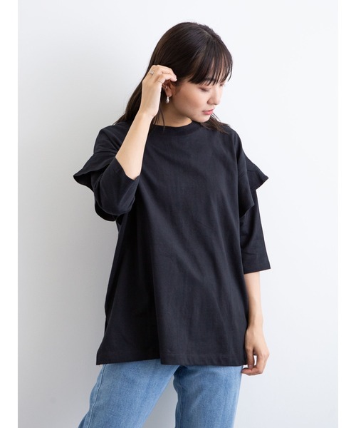 Sugar spoon(シュガースプーン)の「・SUGAR SPOON フリルスリーブプルオーバー*(Tシャツ/カットソー・レディース・チャコールグレー/ブラック/ブラウン/オフホワイト・FREE)」の7枚目の写真