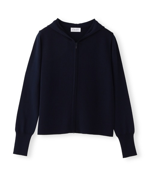 CAST:（キャストコロン）の「ジップアップニットジャケット（ニット/セーター・レディース・ホワイト/ブラック/ネイビー・M）」の3枚目の写真