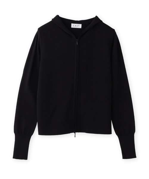 CAST:（キャストコロン）の「ジップアップニットジャケット（ニット/セーター・レディース・ホワイト/ブラック/ネイビー・M）」の2枚目の写真