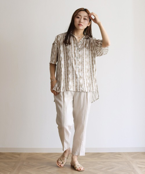 Lant Kalte(ラントカルテ)の「【Lant Kalte】オリジナル柄シャツアンサンブル(タンク付き)(シャツ/ブラウス・レディース・ブラック/ベージュ・MEDIUM)」の3枚目の写真