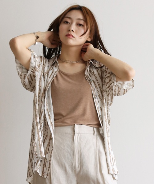 Lant Kalte(ラントカルテ)の「【Lant Kalte】オリジナル柄シャツアンサンブル(タンク付き)(シャツ/ブラウス・レディース・ブラック/ベージュ・MEDIUM)」の8枚目の写真