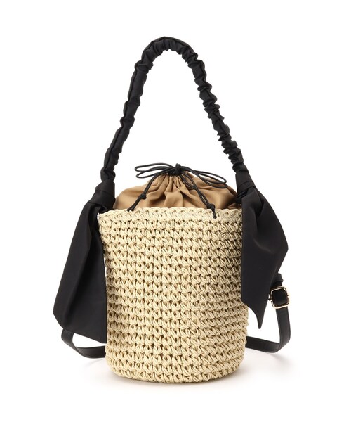 DRESKIP（ドレスキップ）の「◆雑材バケツトート（トートバッグ・レディース・ブラック/ネイビー/ブラウン系・00）」の2枚目の写真