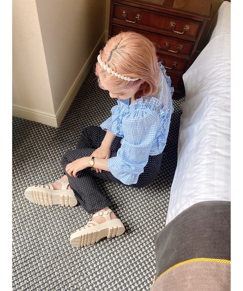 JUMELLE（ジュメロ）の「チェックギャザーブラウス（シャツ/ブラウス・レディース・ブルー/レッド・FREE）」の15枚目の写真