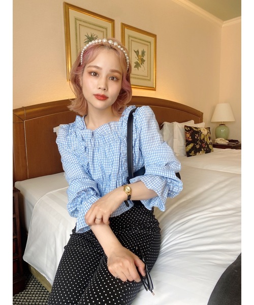 JUMELLE（ジュメロ）の「チェックギャザーブラウス（シャツ/ブラウス・レディース・ブルー/レッド・FREE）」の21枚目の写真