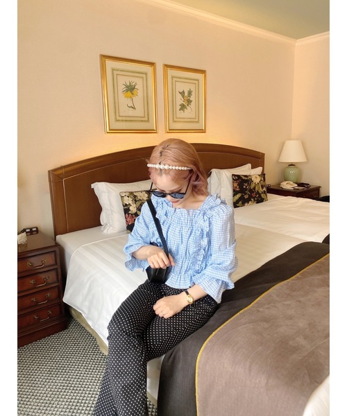 JUMELLE（ジュメロ）の「チェックギャザーブラウス（シャツ/ブラウス・レディース・ブルー/レッド・FREE）」の6枚目の写真