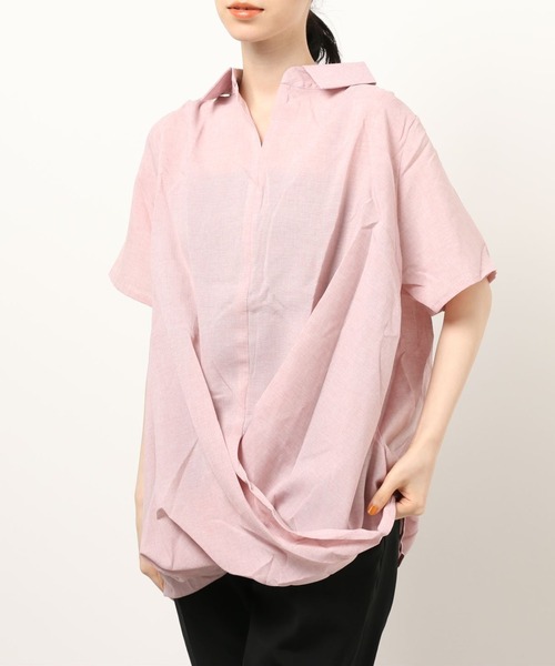 KOBE LETTUCE(コウベレタス)の「ゆったりカシュクールシャツ(シャツ/ブラウス・レディース・オフホワイト/ピンク/ライトベージュ/モカ/ブラック/ブルー系その他・FREE)」の6枚目の写真