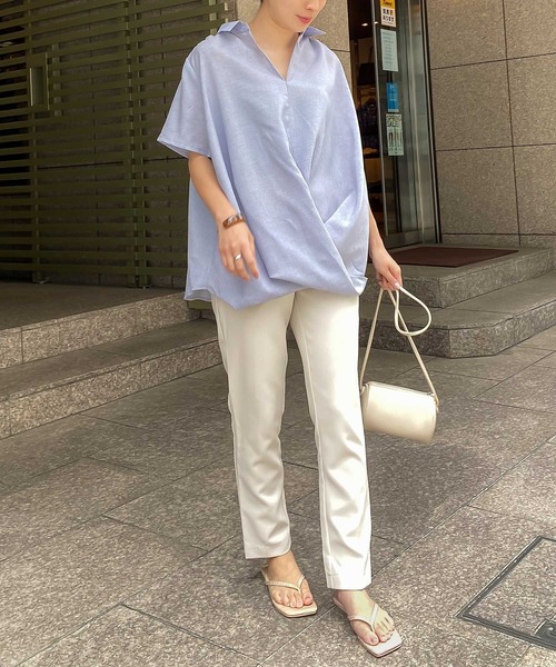 KOBE LETTUCE(コウベレタス)の「ゆったりカシュクールシャツ(シャツ/ブラウス・レディース・オフホワイト/ピンク/ライトベージュ/モカ/ブラック/ブルー系その他・FREE)」の16枚目の写真