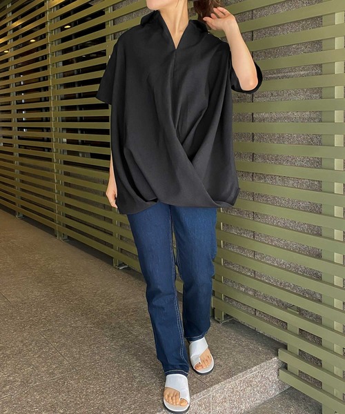 KOBE LETTUCE(コウベレタス)の「ゆったりカシュクールシャツ(シャツ/ブラウス・レディース・オフホワイト/ピンク/ライトベージュ/モカ/ブラック/ブルー系その他・FREE)」の11枚目の写真