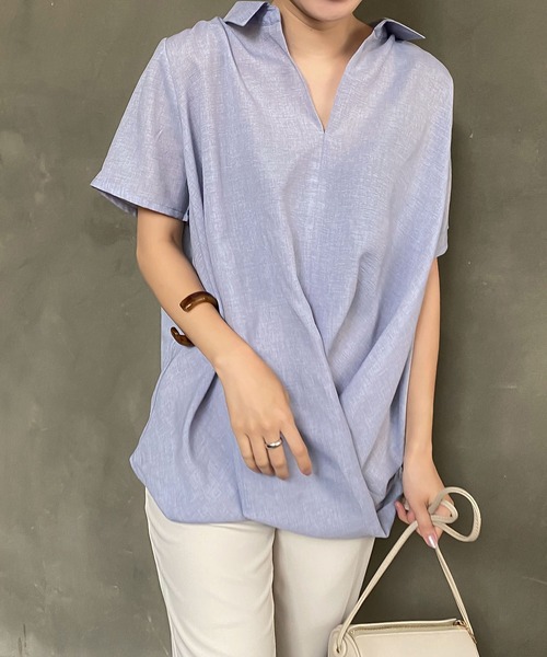 KOBE LETTUCE(コウベレタス)の「ゆったりカシュクールシャツ(シャツ/ブラウス・レディース・オフホワイト/ピンク/ライトベージュ/モカ/ブラック/ブルー系その他・FREE)」の14枚目の写真