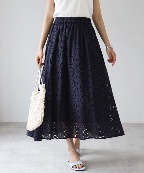 each（イーチ）の「インドコットンレーススカート（スカート・レディース・ホワイト/ブラック/ネイビー/カーキ・MEDIUM）」の4枚目の写真