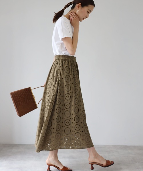 each（イーチ）の「インドコットンレーススカート（スカート・レディース・ホワイト/ブラック/ネイビー/カーキ・MEDIUM）」の3枚目の写真