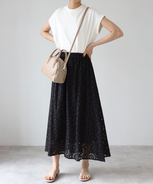 each（イーチ）の「インドコットンレーススカート（スカート・レディース・ホワイト/ブラック/ネイビー/カーキ・MEDIUM）」の2枚目の写真