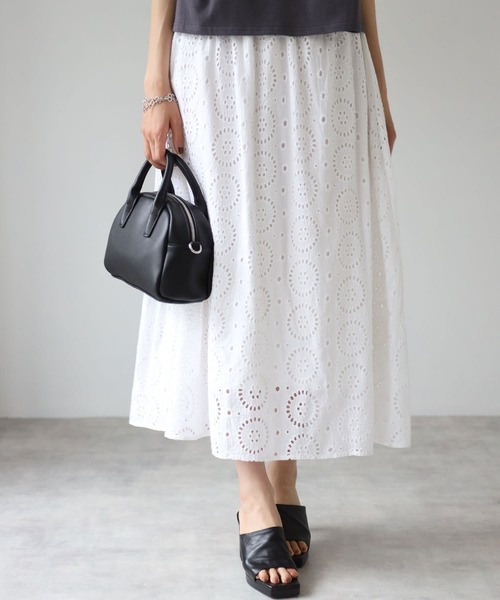 each（イーチ）の「インドコットンレーススカート（スカート・レディース・ホワイト/ブラック/ネイビー/カーキ・MEDIUM）」の7枚目の写真