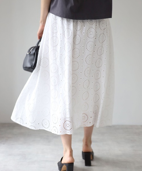 each（イーチ）の「インドコットンレーススカート（スカート・レディース・ホワイト/ブラック/ネイビー/カーキ・MEDIUM）」の8枚目の写真