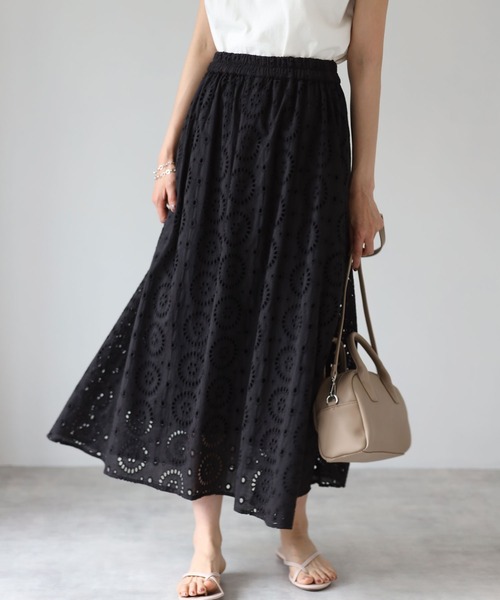 each（イーチ）の「インドコットンレーススカート（スカート・レディース・ホワイト/ブラック/ネイビー/カーキ・MEDIUM）」の12枚目の写真