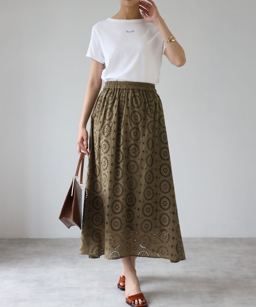 each（イーチ）の「インドコットンレーススカート（スカート・レディース・ホワイト/ブラック/ネイビー/カーキ・MEDIUM）」の13枚目の写真